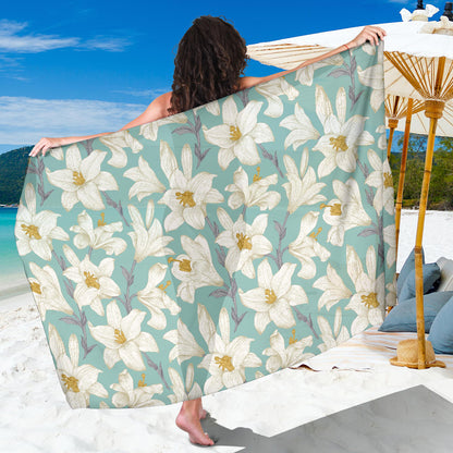 Lily Pattern Print Design 02 Sarong Pareo Wrap