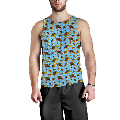 Hello Sea Turtle Print Pattern Men Tank Top