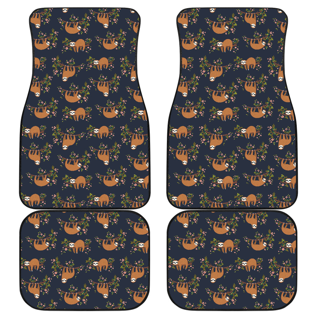 Sloth flower Design Themed Print Car Floor Mats Front Back
