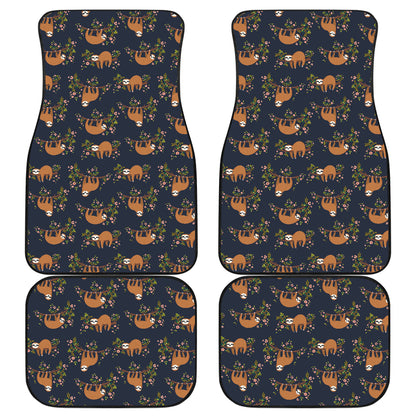 Sloth flower Design Themed Print Car Floor Mats Front Back