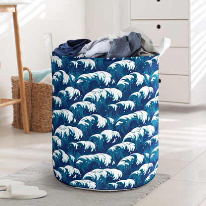 Ocean Wave Pattern Print Laundry Basket