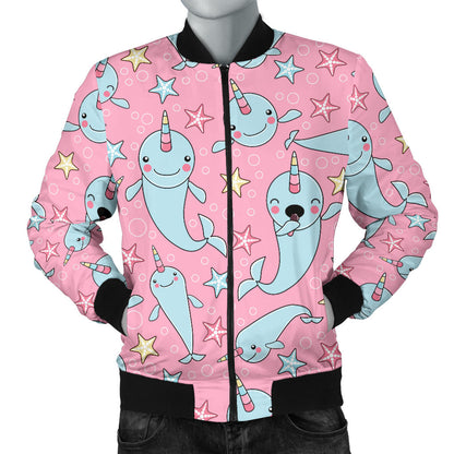 Narwhal Cartoon Cute Print Men Bomber Jacket