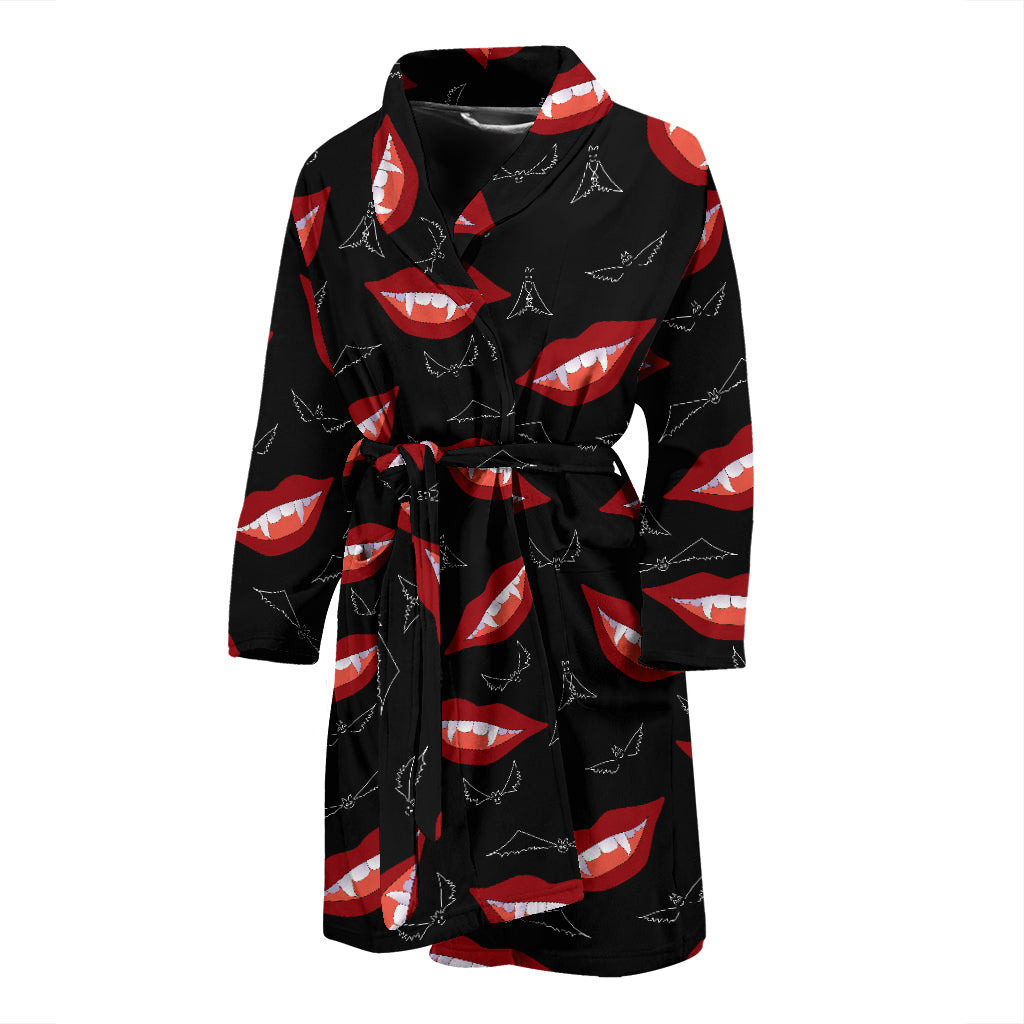 Vampire Lips Print Design LKS301 Men Bathrobe
