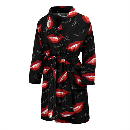 Vampire Lips Print Design LKS301 Men Bathrobe