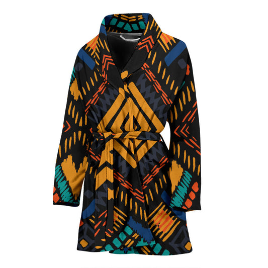 Kente Pattern Print Design 05 Women Bathrobe