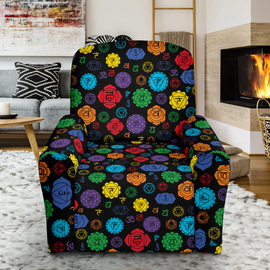Chakra Pattern Print Design 01 Recliner Slipcover with Pocket