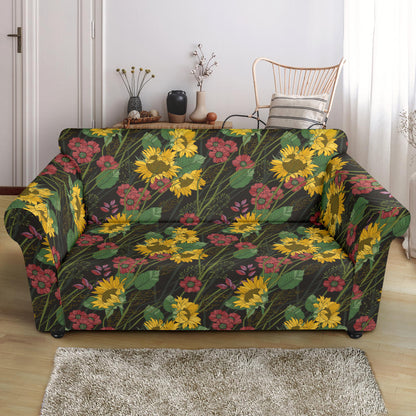 Sunflower Print Design LKS303 Loveseat Couch Slipcover