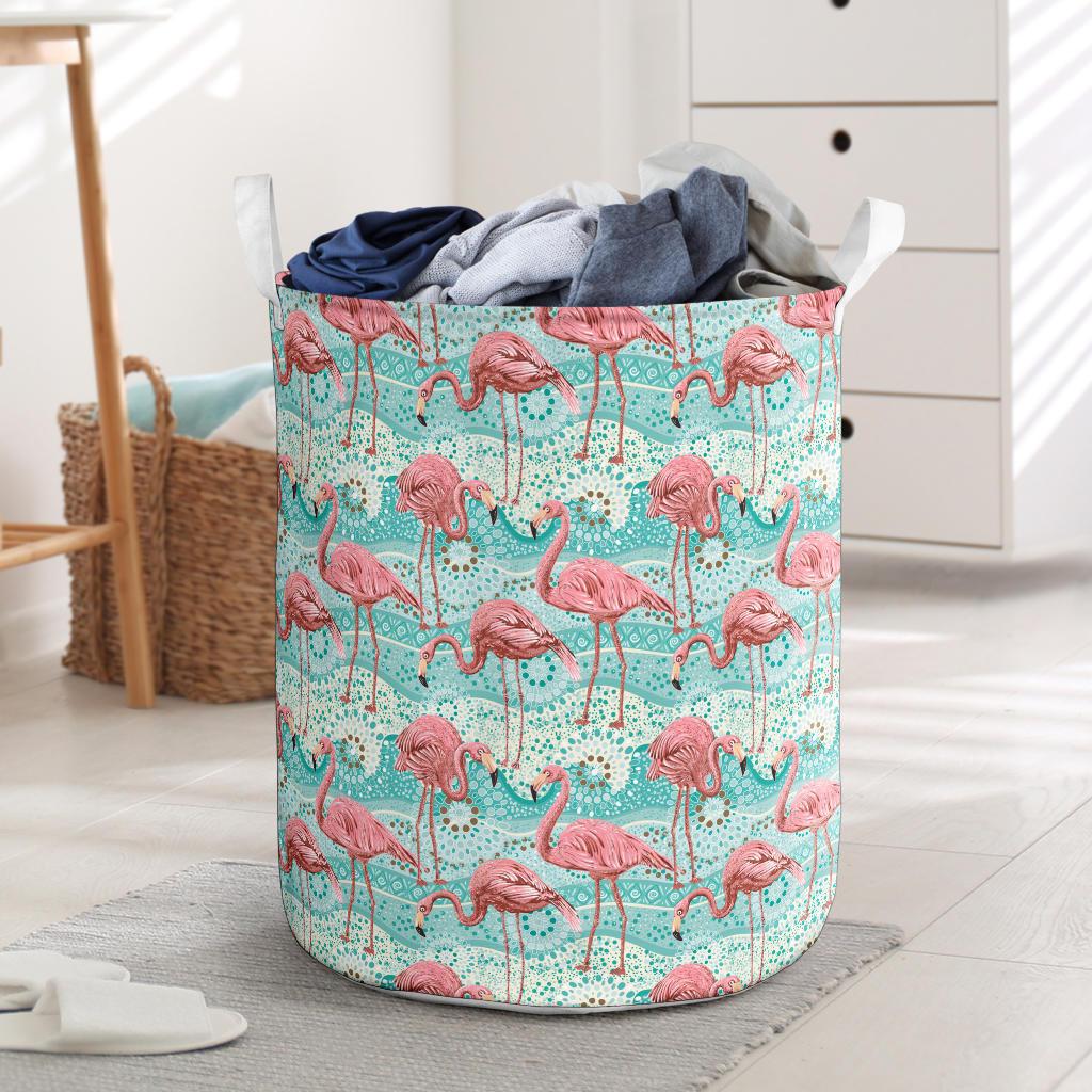 Flamingo Background Themed Print Laundry Basket