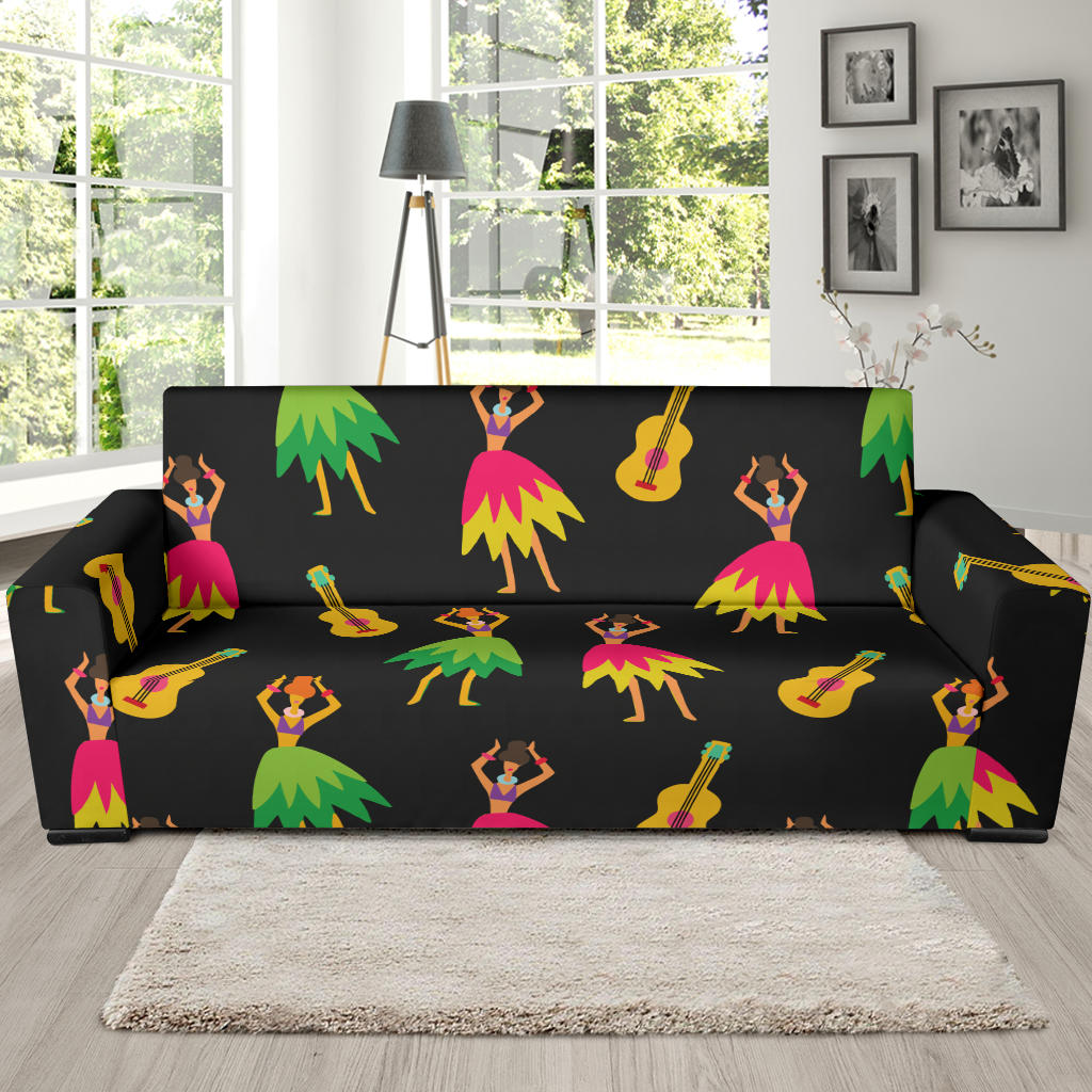 Hula Dancers Hawaiian Girl Pattern Print Design 03 Sofa Slipcover