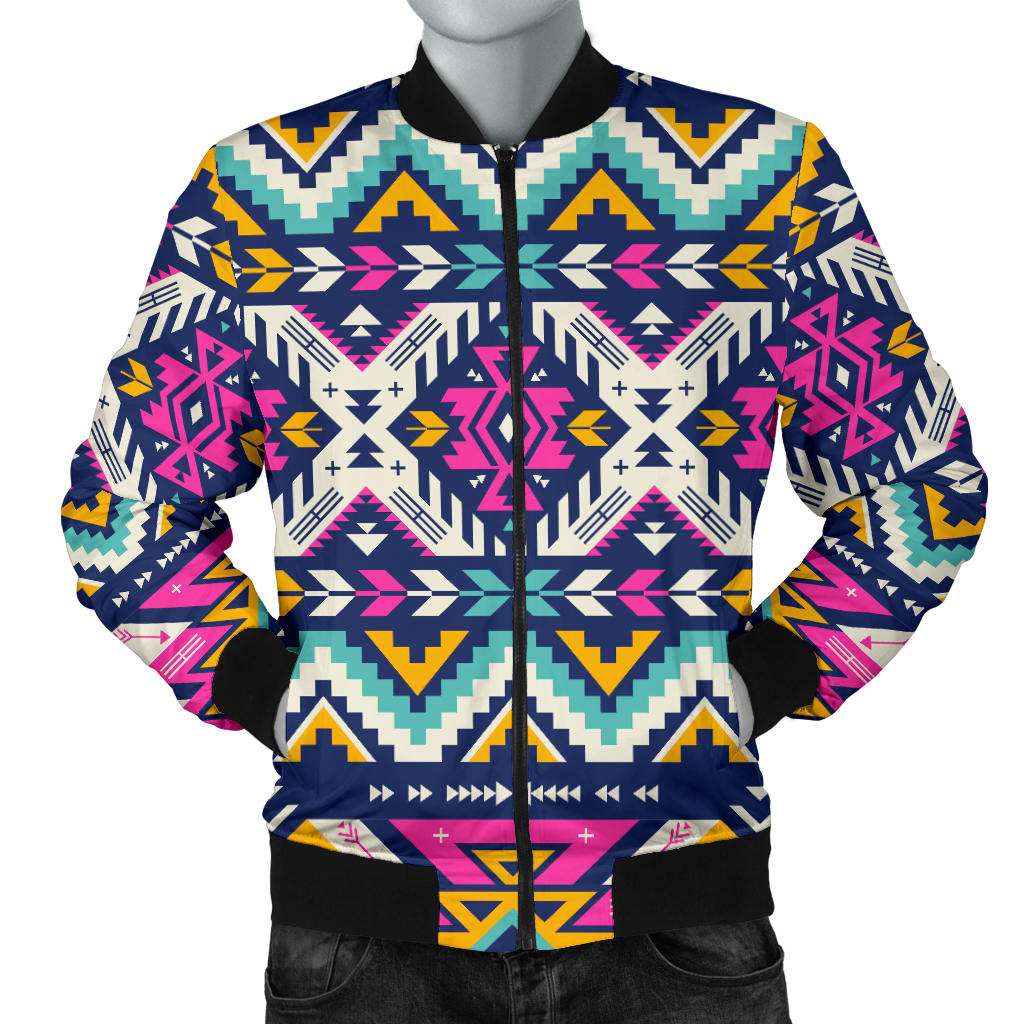 Aztec Pink Geometric Print Pattern Men Bomber Jacket