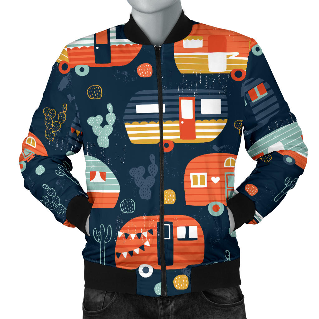 Camper Caravan Print Pattern Men Bomber Jacket