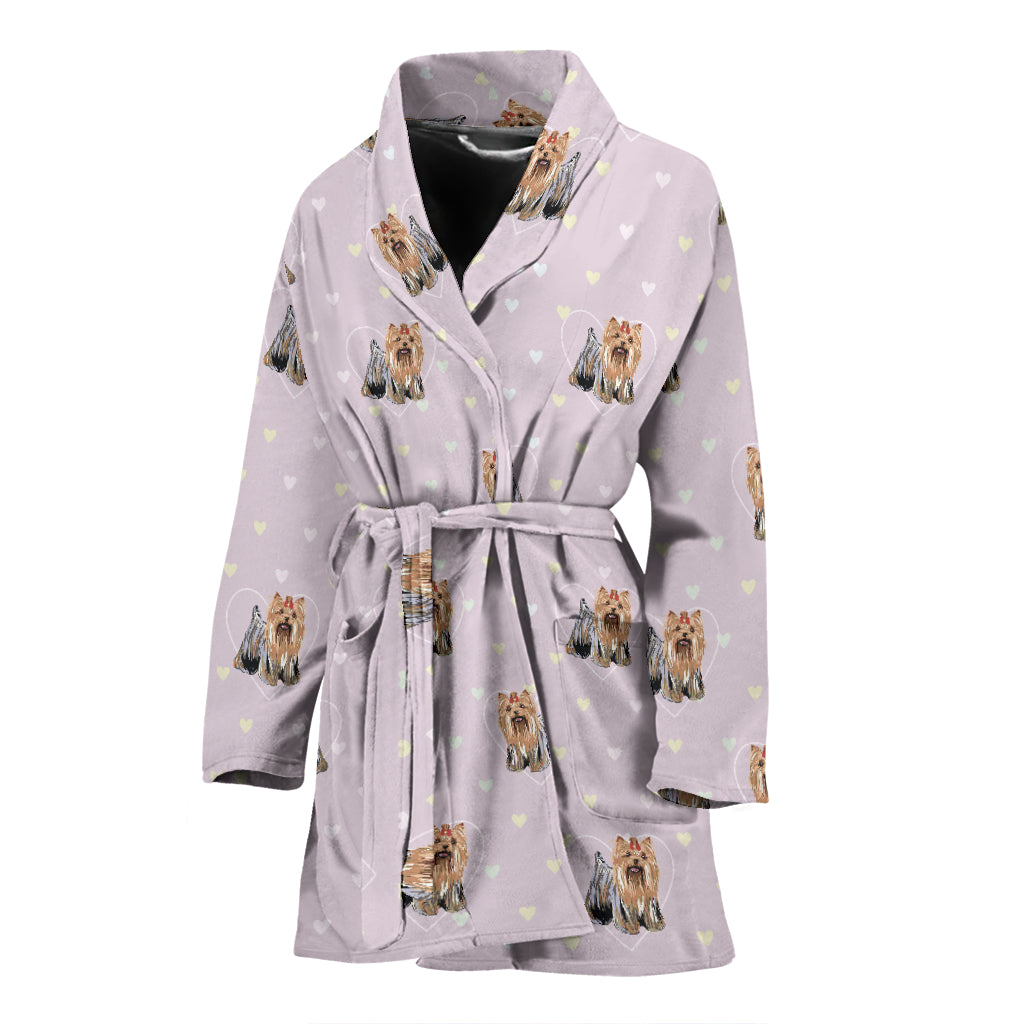 Yorkshire Terriers Print Design LKS302 Women Bathrobe