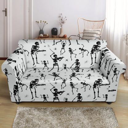 Skeleton Music Player Print Design LKS303 Loveseat Couch Slipcover