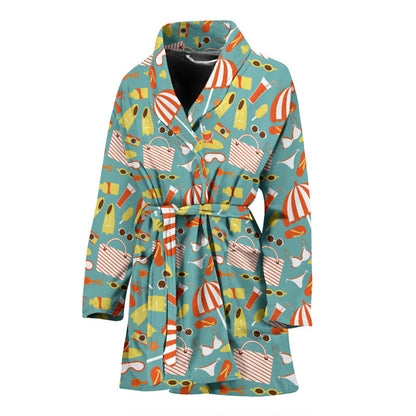 Beach Scene Pattern Print Design 02 Women Bathrobe