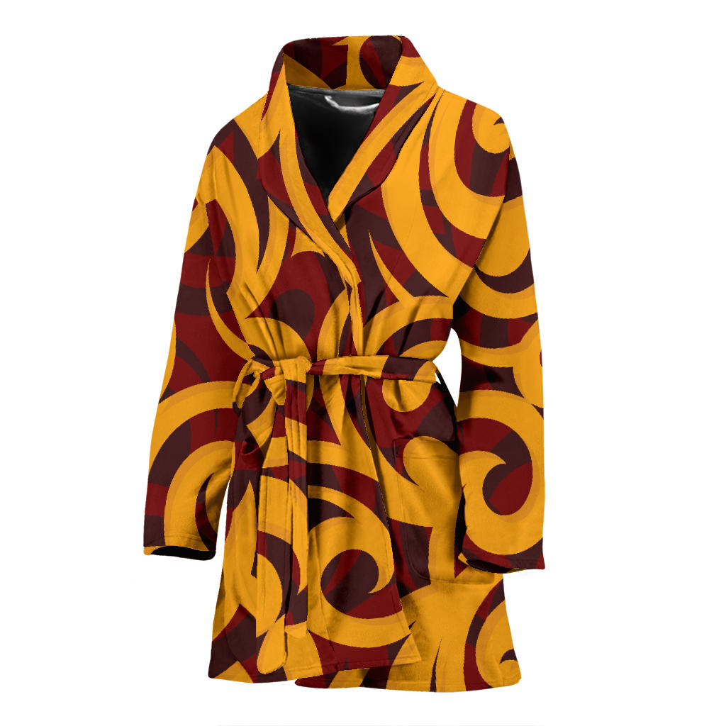 Maori Pattern Print Design 02 Women Bathrobe