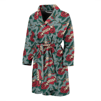 Tattoo Heart Print Design LKS301 Men Bathrobe