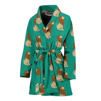 Lion Pattern Print Design 02 Women Bathrobe