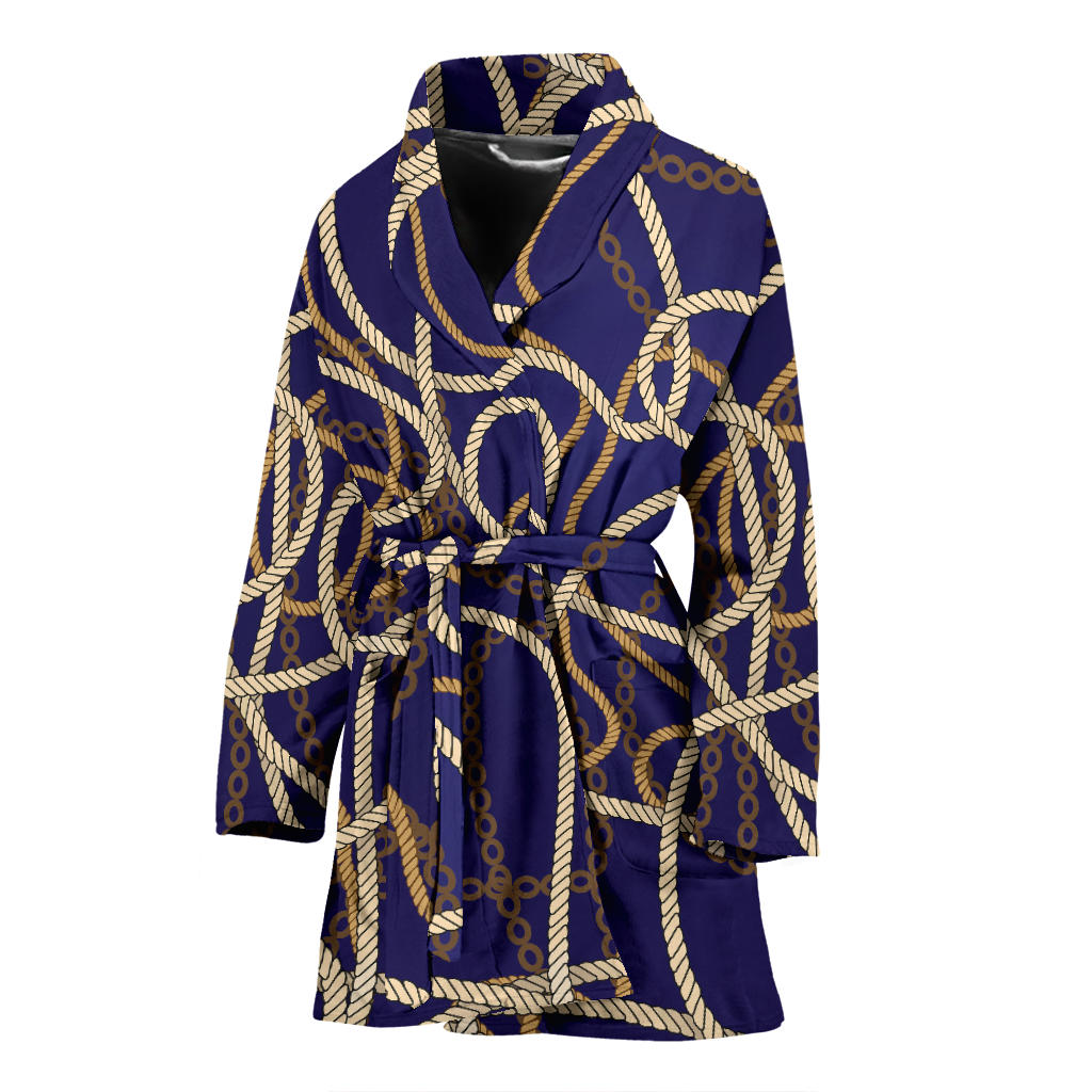 Rope Pattern Print Design A01 Women Bathrobe