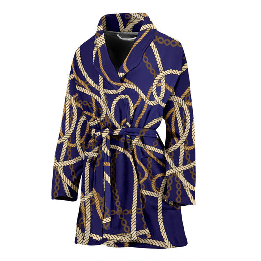 Rope Pattern Print Design A01 Women Bathrobe
