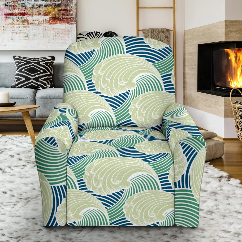 Wave Japan Style Print Design LKS302 Single Sofa Slipcover
