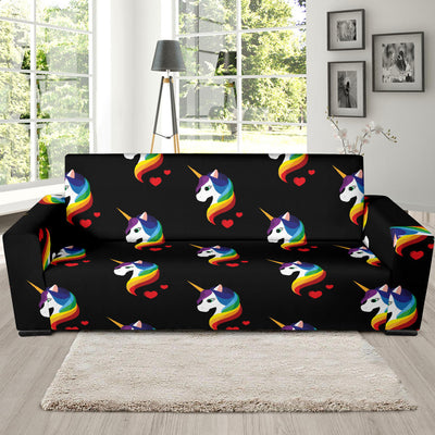 Rainbow Unicorn Pattern Print Design A03 Sofa Slipcover