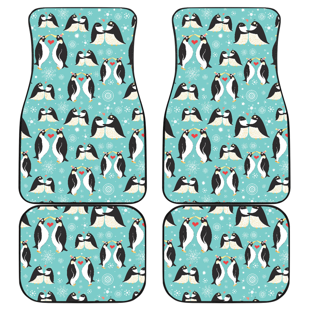 Penguin Love Print Car Floor Mats Front Back