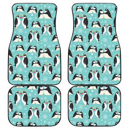 Penguin Love Print Car Floor Mats Front Back