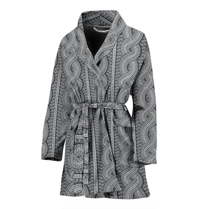 Cable Knit Pattern Print Design 01 Women Bathrobe