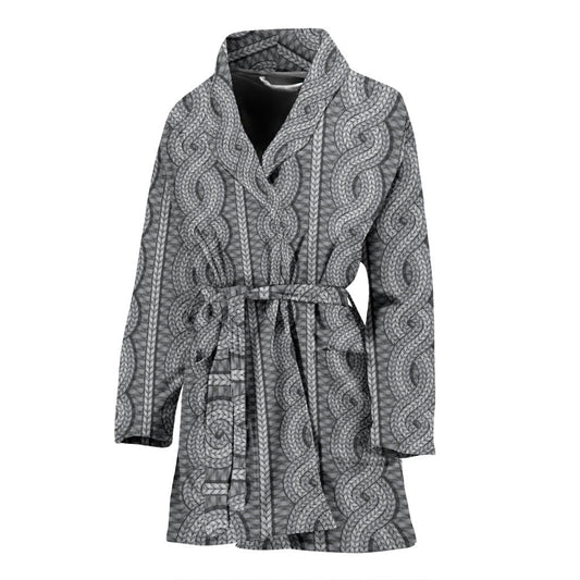 Cable Knit Pattern Print Design 01 Women Bathrobe