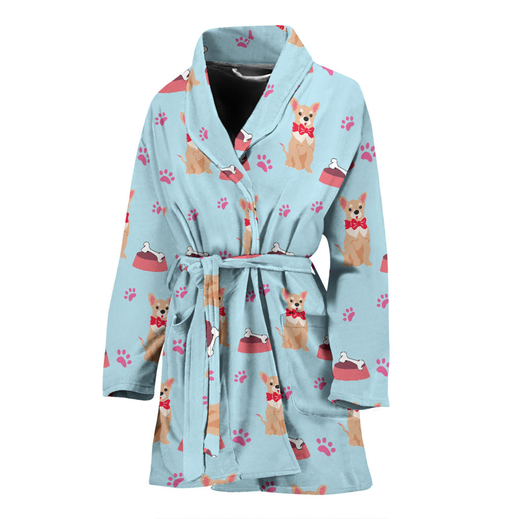 Chihuahua Pattern Print Design 05 Women Bathrobe