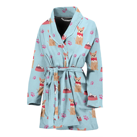 Chihuahua Pattern Print Design 05 Women Bathrobe