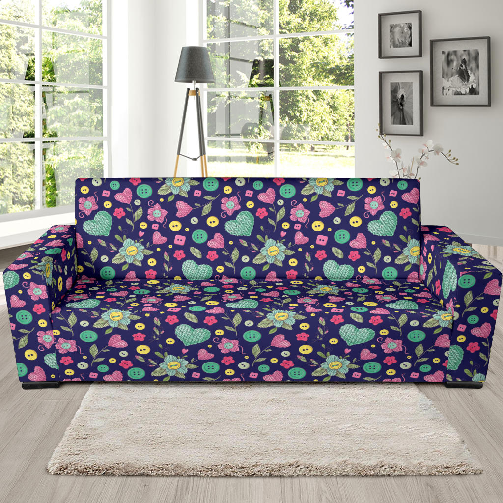 Crochet Pattern Print Design 02 Sofa Slipcover