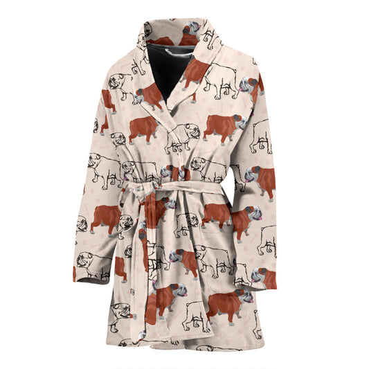 Bulldogs Pattern Print Design 04 Women Bathrobe