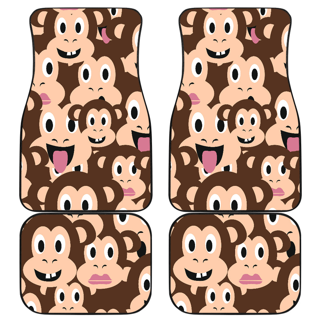 Emoji Monkey Print Pattern Car Floor Mats Front Back