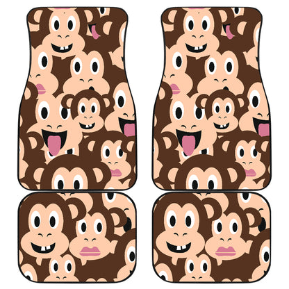 Emoji Monkey Print Pattern Car Floor Mats Front Back