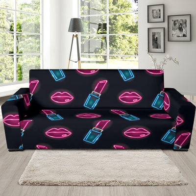 Lipstick Color Neon Pattern Print Design 03 Sofa Slipcover