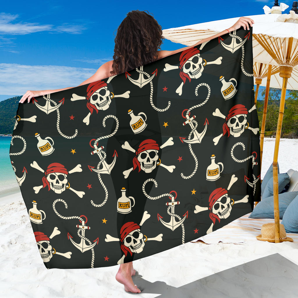 Pirate Pattern Print Design A02 Sarong Pareo Wrap