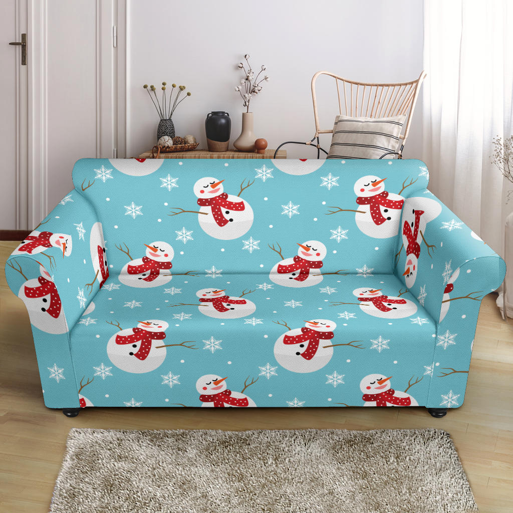 Snowman Print Design LKS304 Loveseat Couch Slipcover