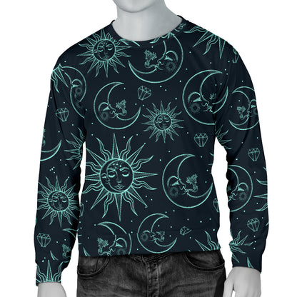 Sun Moon Magic Design Themed Print Men Long Sleeve Sweatshirt