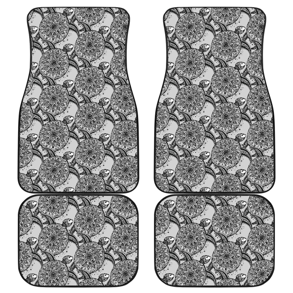 Tribal Turtle Polynesian Themed Print Car Floor Mats Front Back