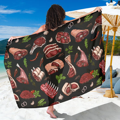 Meat Pattern Print Design 02 Sarong Pareo Wrap
