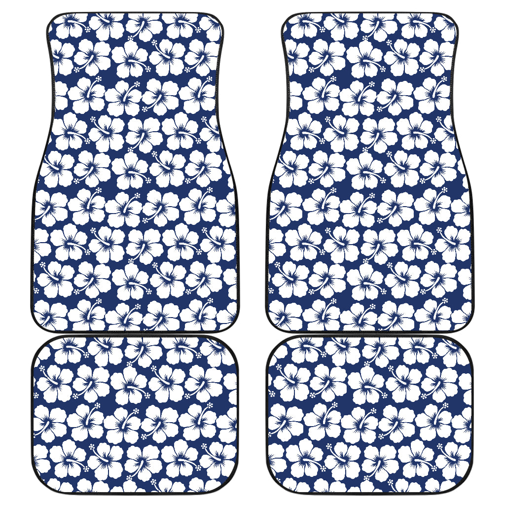 Hibiscus Blue Hawaiian Flower Pattern Car Floor Mats Front Back