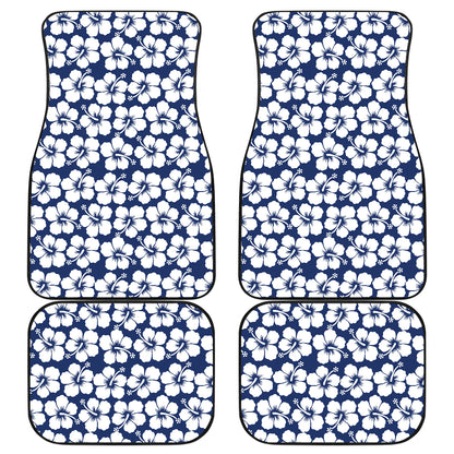 Hibiscus Blue Hawaiian Flower Pattern Car Floor Mats Front Back