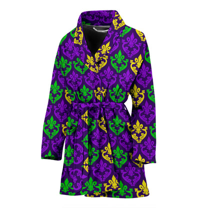 Mardi Gras Pattern Print Design 02 Women Bathrobe