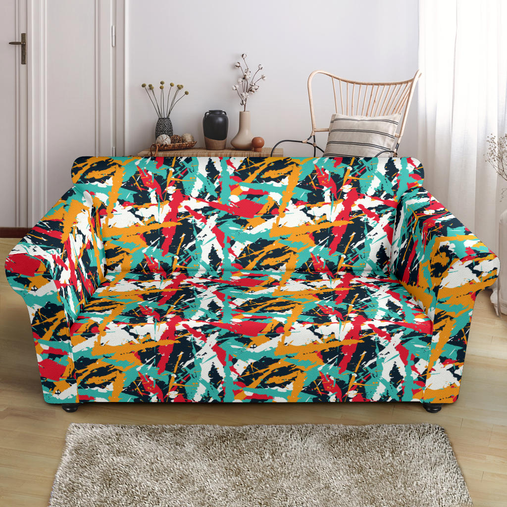 Splatter Print Design LKS304 Loveseat Couch Slipcover