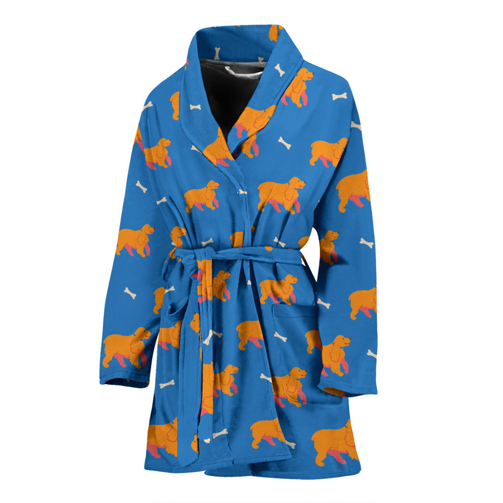 Cocker Pattern Print Design 04 Women Bathrobe