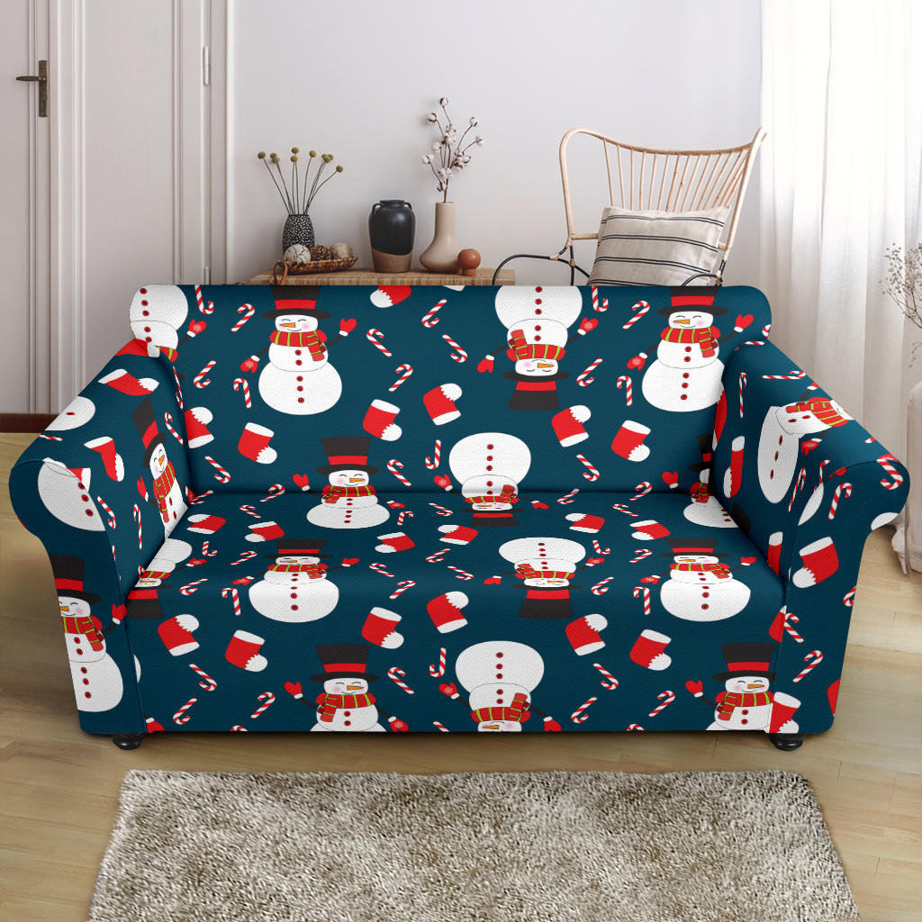 Snowman Print Design LKS301 Loveseat Couch Slipcover