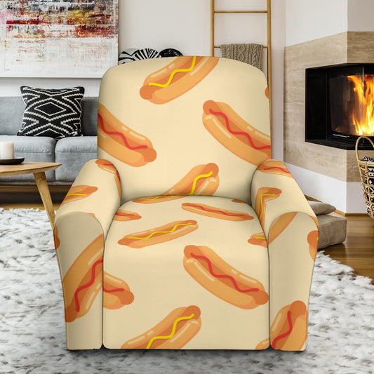 Hot Dog Pattern Print Design 05 Recliner Slipcover with Pocket