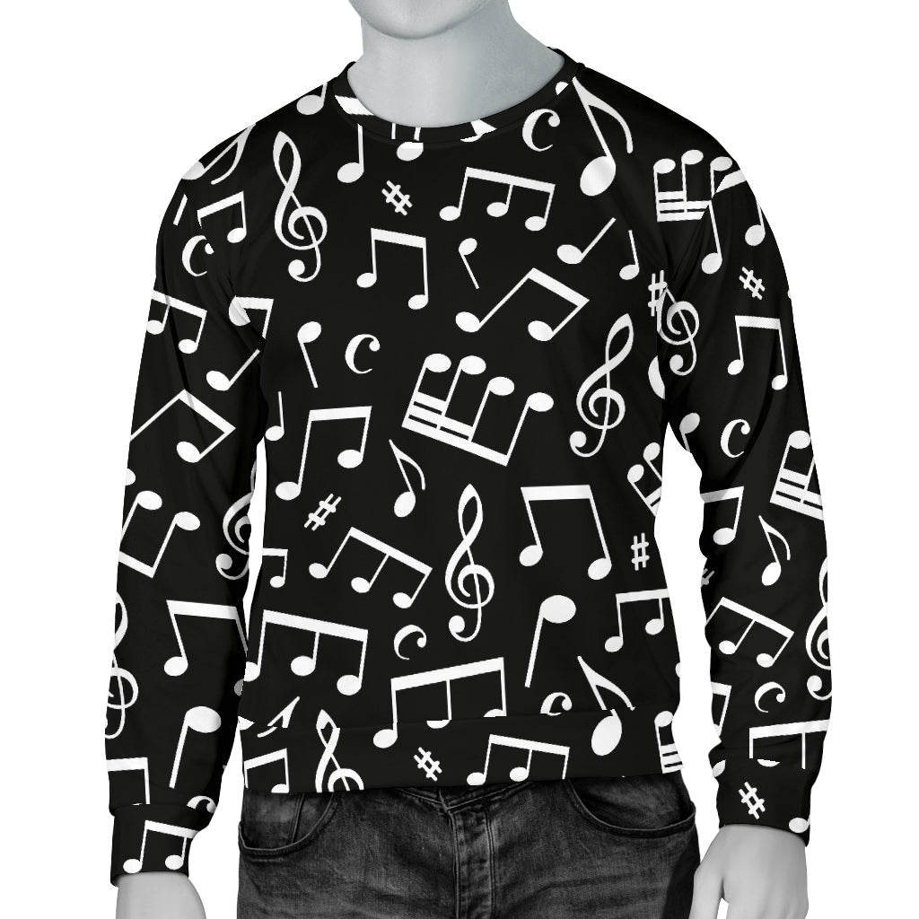 Music Note Black white Themed Print Men Long Sleeve Sweatshirt