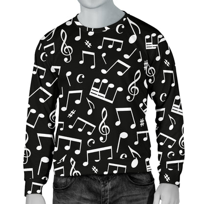 Music Note Black white Themed Print Men Long Sleeve Sweatshirt